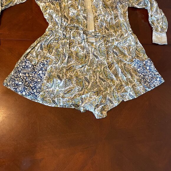 Lucca Womens Paisley  Floral Print Romper Button Front And Long Sleeves - Picture 8 of 11